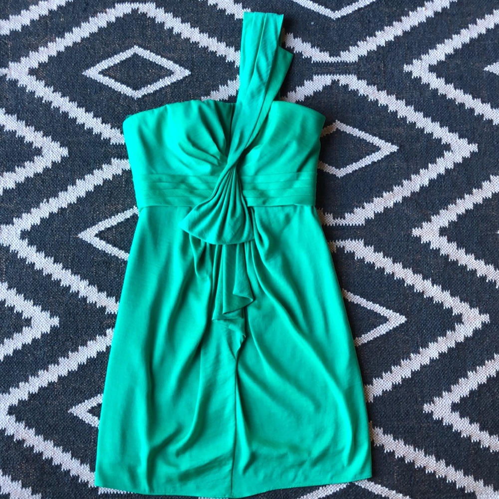 BCBGMaxAzria Palais One Shoulder Dress, Emerald